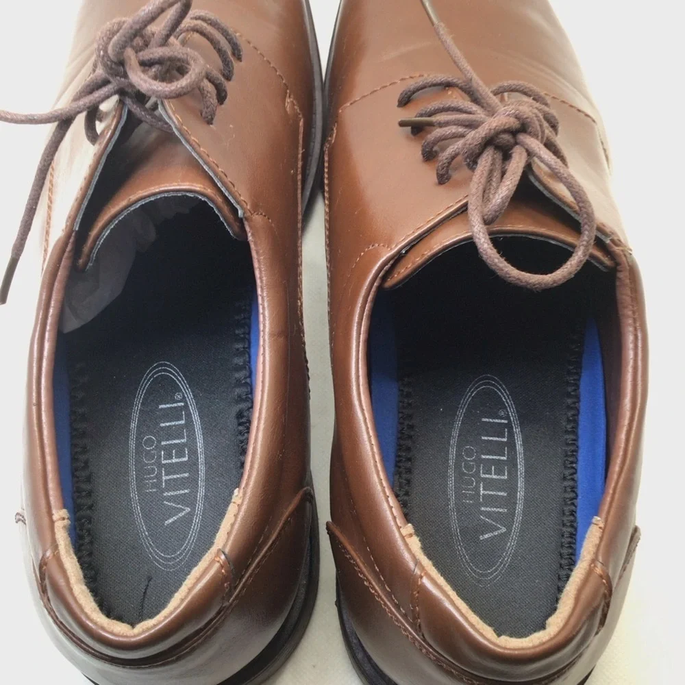 Hugo Vitelli Mens Brown Oxford Lace Up Dress Shoes Size 13EEE